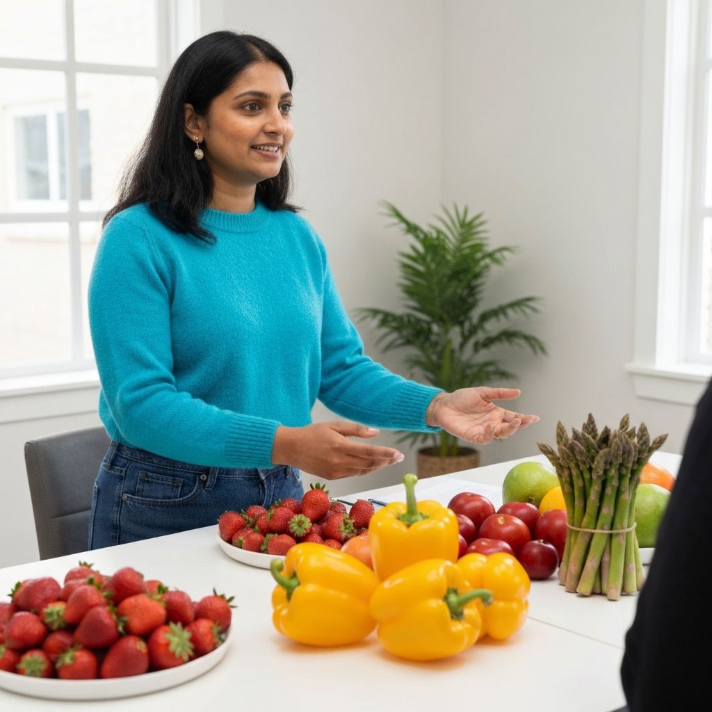 Ernährungsberaterin mit frischem Obst