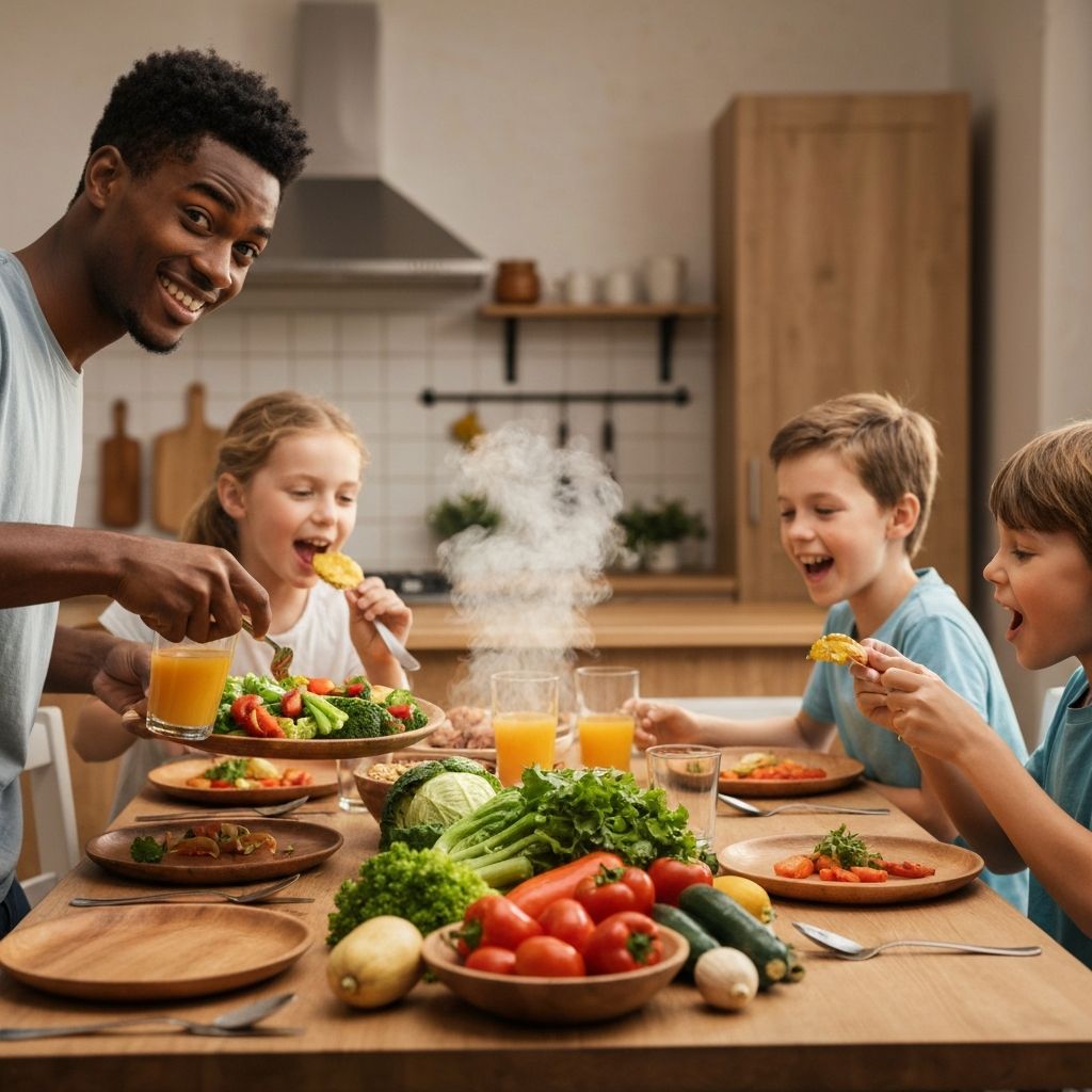 Familienessen mit Gemüse