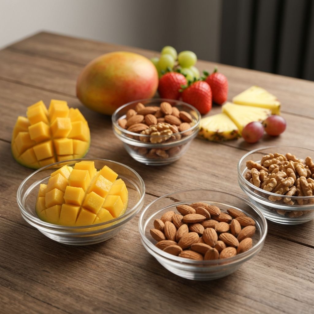 Gesunde Snacks und Obst